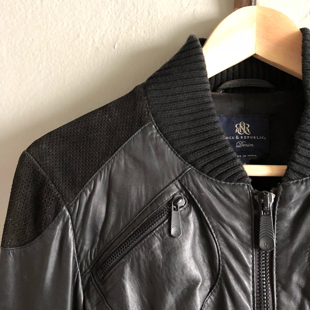 Leather Bomber Jacket Rock & Republic